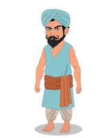 Indian village man three quarter view cartoon character design vector