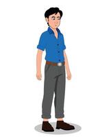 Indian school boy three quarter view cartoon character design vector