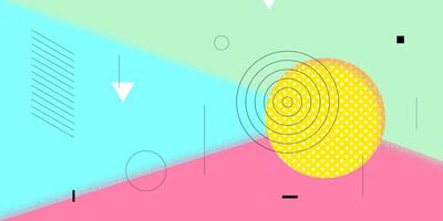 Abstract retro minimal summer brutalism horizontal banner. Aesthetic brutalist style geometrical figure sun. Summertime vibes bauhaus graphic pattern. Modern trendy minimalist asymmetric eps artwork vector