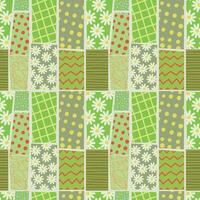 Patchwork pattern in green colours vector