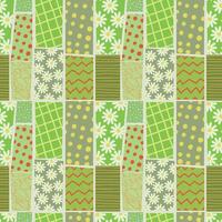 Patchwork pattern in green colours vector