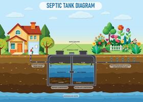 comprensión tu séptico sistema un detallado séptico tanque diagrama vector