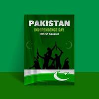 Happy 14th August Pakistani Independence Day Flyer Template Design vector