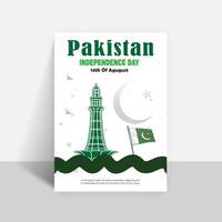 Happy 14th August Pakistani Independence Day Flyer Template Design vector