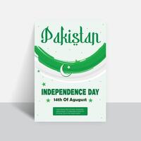 Happy 14th August Pakistani Independence Day Flyer Template Design vector