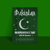 Happy 14th August Pakistani Independence Day Flyer Template Design vector