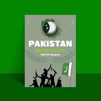 Happy 14th August Pakistani Independence Day Flyer Template Design vector