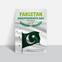 Happy 14th August Pakistani Independence Day Flyer Template Design vector