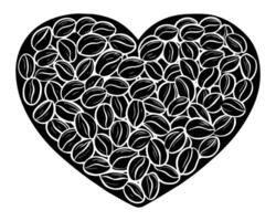 Roasted coffee beans forming a heart, love caffeine symbol design vector