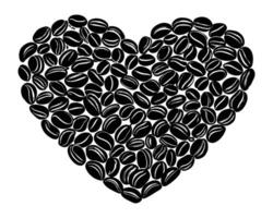 Roasted coffee beans forming a heart, love caffeine symbol design vector