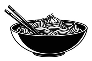 Hand drawn bowl of noodles design vector