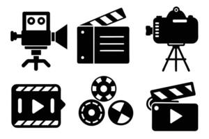 Camera recorder film icon symbol set vector