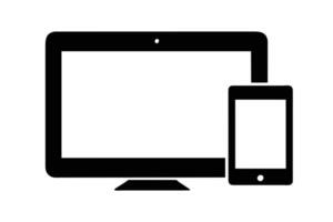 Electronic devices with white blank screens - computer monitor design vector