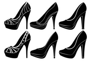 High Heels women fashion shoes silhouette vector