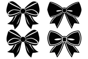 Bow icon simple present sign ribbon silhouette vector