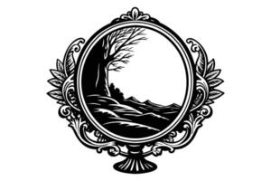 Mirror frame Hand drawn illustration design vector