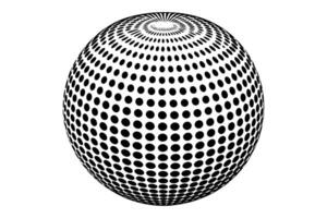 Dotted orb design element on black vector