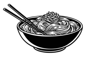 Hand drawn bowl of noodles design vector
