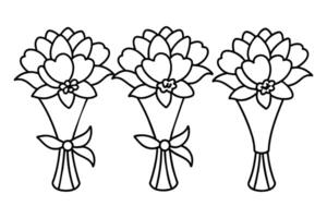 Line arts of cute flowers set vector