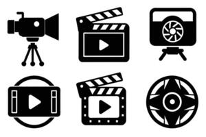 Camera recorder film icon symbol set vector