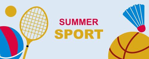 Summer sport background with rackets and balls vector