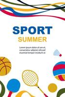 Summer sport background with rackets and balls vector