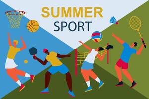 Sports background.Summer sports games. Abstract colorful background with athletes. illustration. vector