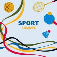 Summer sport background with rackets and balls vector