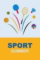 Summer sport background with rackets and balls vector