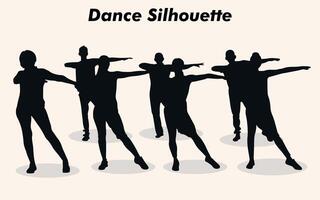 Dance icon boy and girl Children dancing street dance silhouette illustration. Group people dancing silhouette set vector