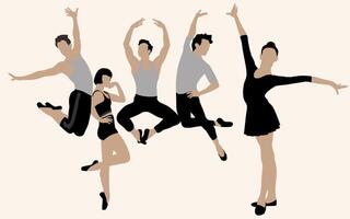 Group of people dancing together vector