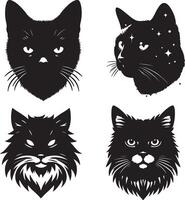 cat head silhouette collection set illustration vector