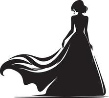 Silhouette of beautiful girl in profile with long hair vector