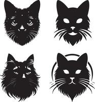 cat head silhouette collection set illustration vector