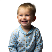 Smiling Toddler in Blue Pajamas With Transparent Background png