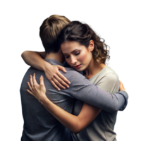 Two Women Embracing Each Other in a Comforting Hug Against a Transparent Background png