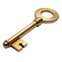 Golden Skeleton Key Isolated on Transparent Background, Digital Rendering png