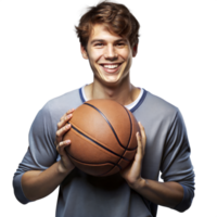 souriant Jeune homme en portant basketball Balle png