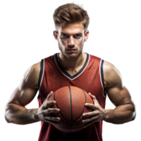 Serious Basketball Player Holding Ball Transparent Background png