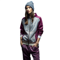 elegant jong vrouw poseren in modern sportkleding met strak ontwerp png