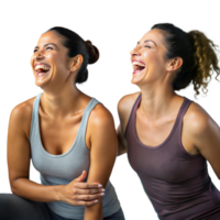 Joyful Women Laughing Together in a Casual Studio Setting png