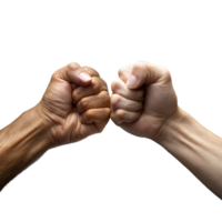 Two Hands of Diverse Skin Tones in a Fist Bump Gesture Against a Transparent Background png