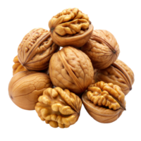 A Heap of Whole and Halved Walnuts on a Transparent Background png