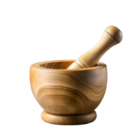 Wooden Mortar and Pestle Set on Transparent Background, Essential Kitchen Tool png
