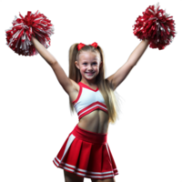 heiter jung Cheerleader mit Pompons feiern gegen ein transparent Hintergrund png