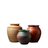 Colorful Ceramic Pots in Various Shapes and Sizes Displayed on Transparent Background png