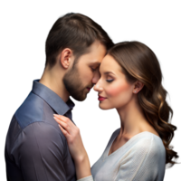 Romantic Couple Embracing and Touching Foreheads With Eyes Closed png