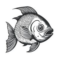 Fish illustration black and white collection. White background, Animals. vector