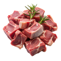 Fresh Raw Lamb Cubes With Rosemary on a Transparent Background png