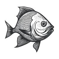 Fish illustration black and white collection. White background, Animals. vector